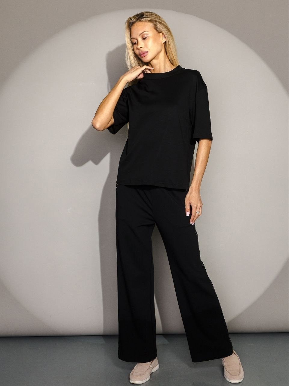 костюм с брюками,костюм женский,пижама женская (футболка и брюки) kaftan "basic" р. 40-42,брюки широкие трикотажные,брюки универсальные
