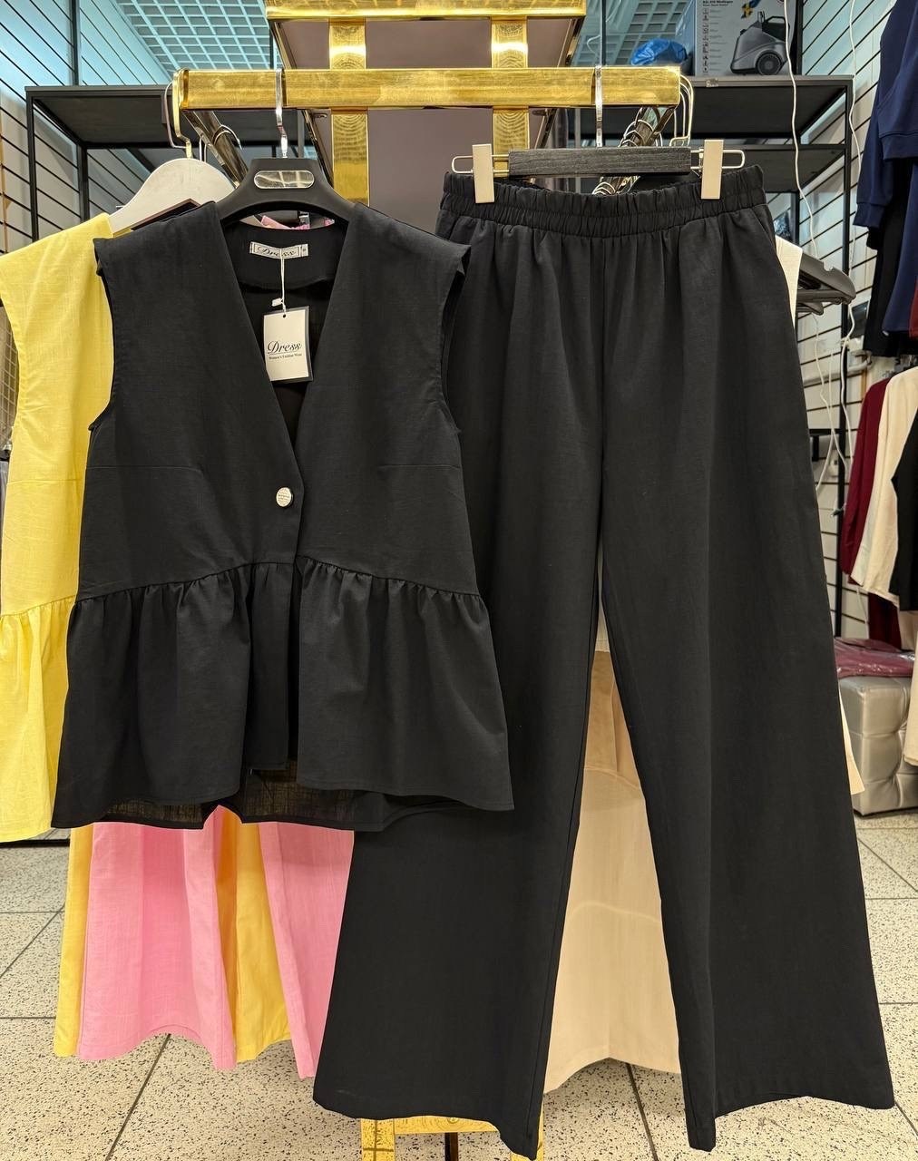 костюм льняной летний,костюм женский с жилеткой,стильные костюмы,костюм женский летний,летние костюмы