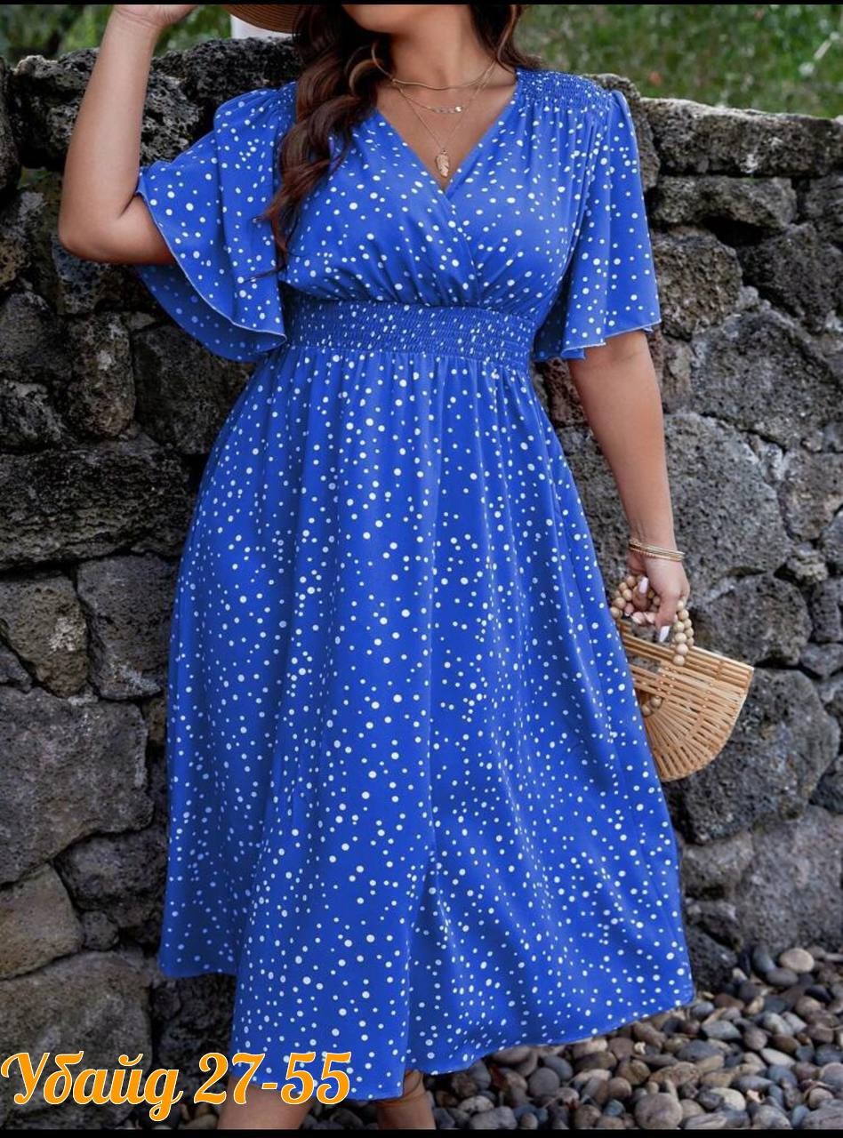 женские платья больших размеров,летнее женское платье,платья для полных,женственное платье в горошек,платье