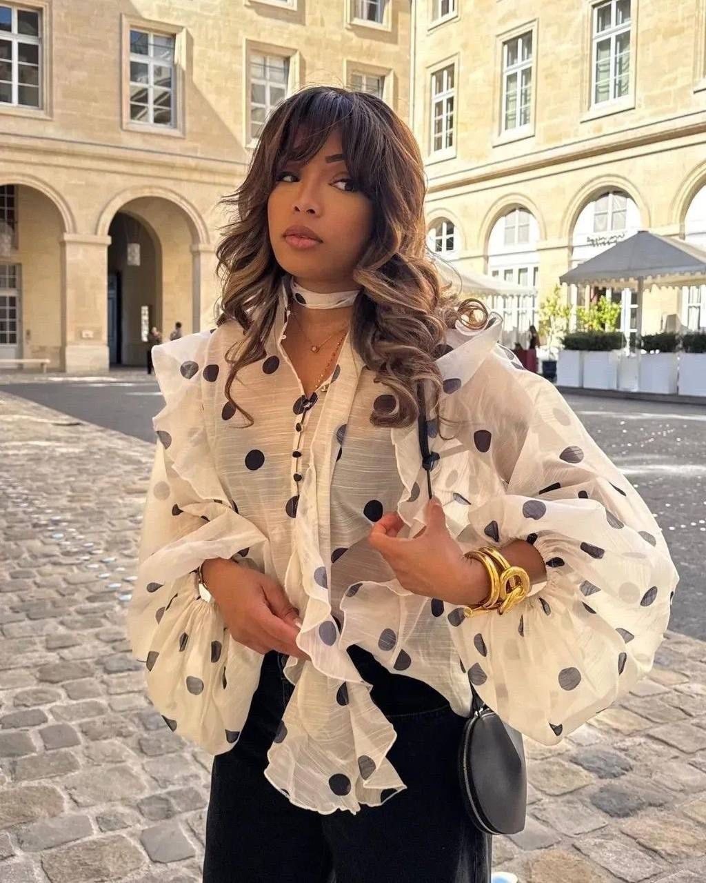 блузка нарядная офисная в горох yan&david,блузка нарядная офисная вечерняя в горох шифоновая с бантом yan&david,блузка в горох,блуза женская kots premium гороховый стиль черная 44 ru,женская блуза