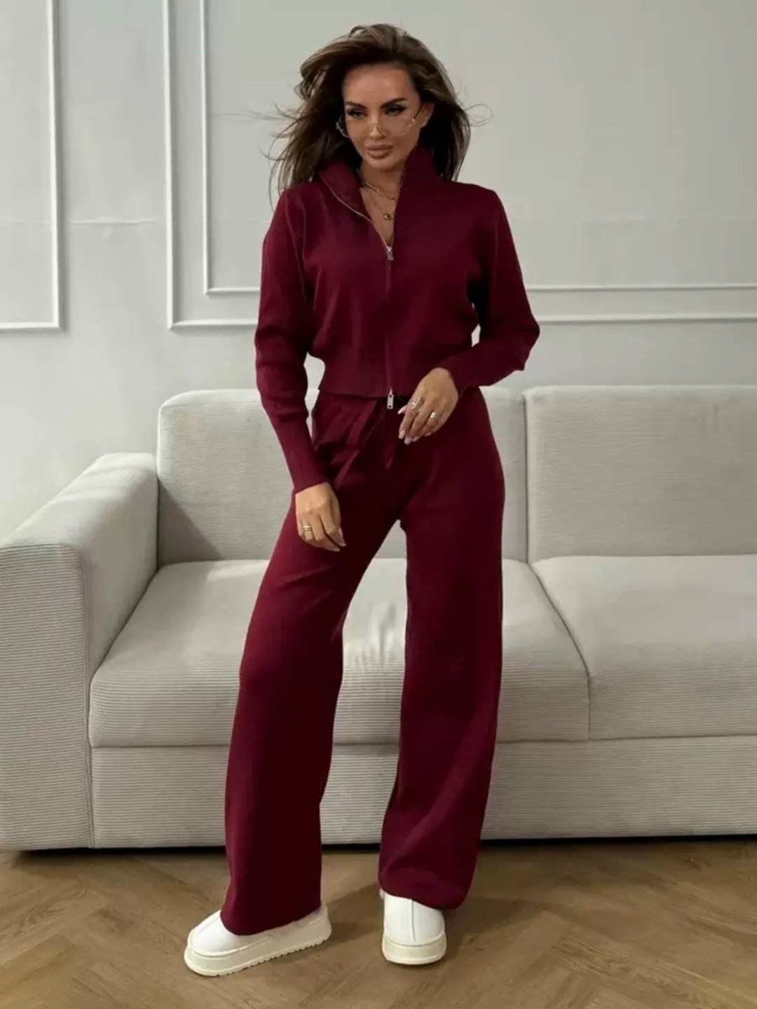 трикотажный костюм,костюм женский трикотажный,костюм теплый трикотажный вязаный с брюками stella polare,костюм женский,женский трикотажный спортивный костюм