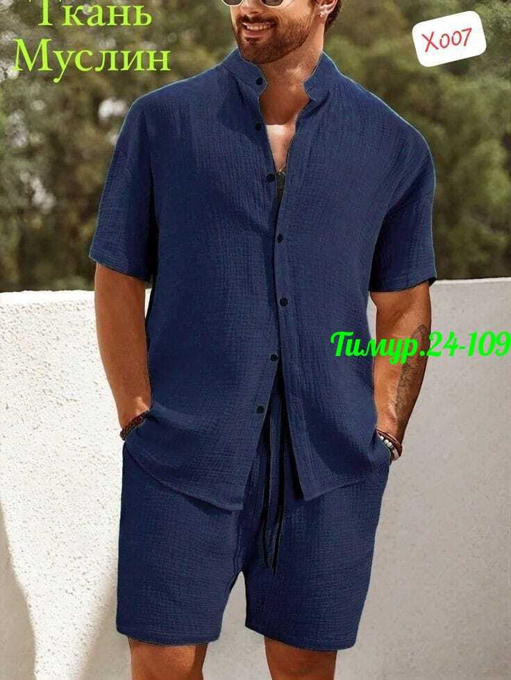 мужской костюм двойка шорты+рубашка,мужской стиль,летний мужской костюм,мужской костюм двойка шортырубашка из высокого,муслиновый костюм мужской