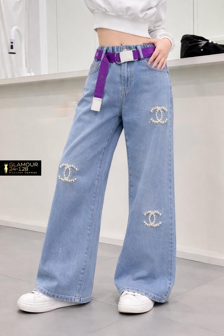 джинсы chanel,джинсы шанель,джинсы женский chanel бело-синий,джинсы женские chanel,джинсы шанель с лого