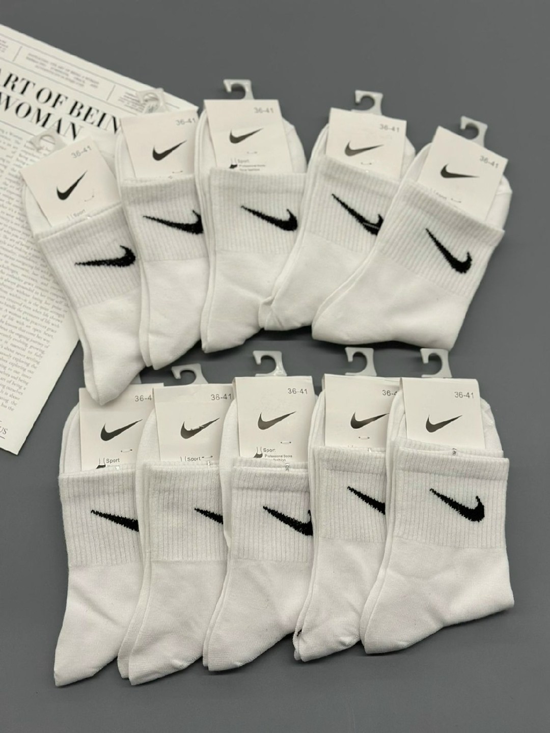 комплект носков женских nike н5ж белых 37-41 5 пар,nike комплект носков,носки nike,носки nike высокие,носки найк