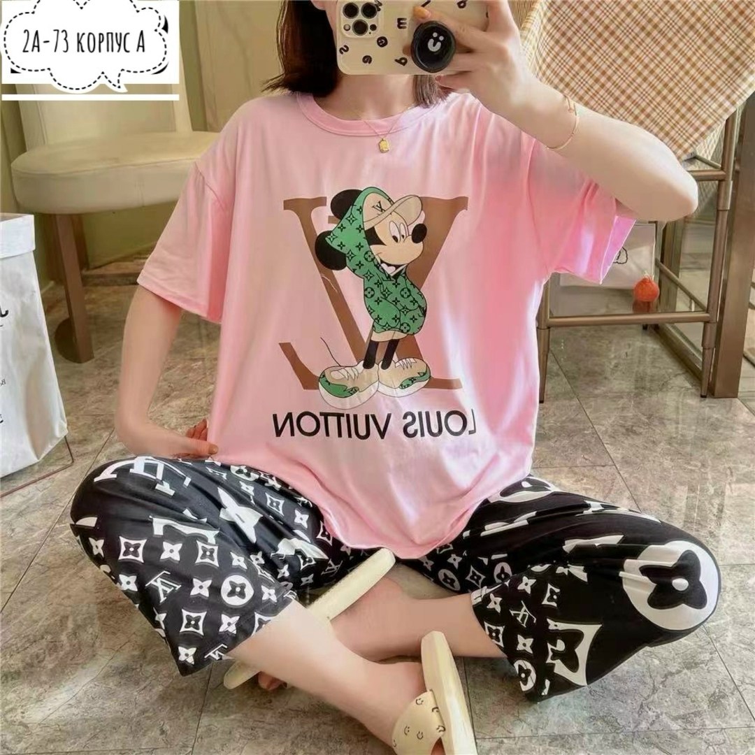 пижама женская,пижама с брюками женская,пижама с мультяшным принтом,пижама с принтом,пижама женская костюм