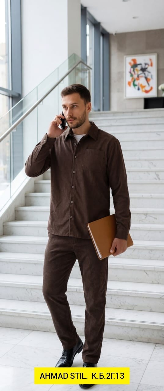 велюровая мужская пижама (комплект: брюки и рубашка),пижама мужская из велюра (комплект: брюки и рубашка) размер 48,пижама мужская из велюра с брюками и рубашкой "коричневая",пижама мужская из велюра