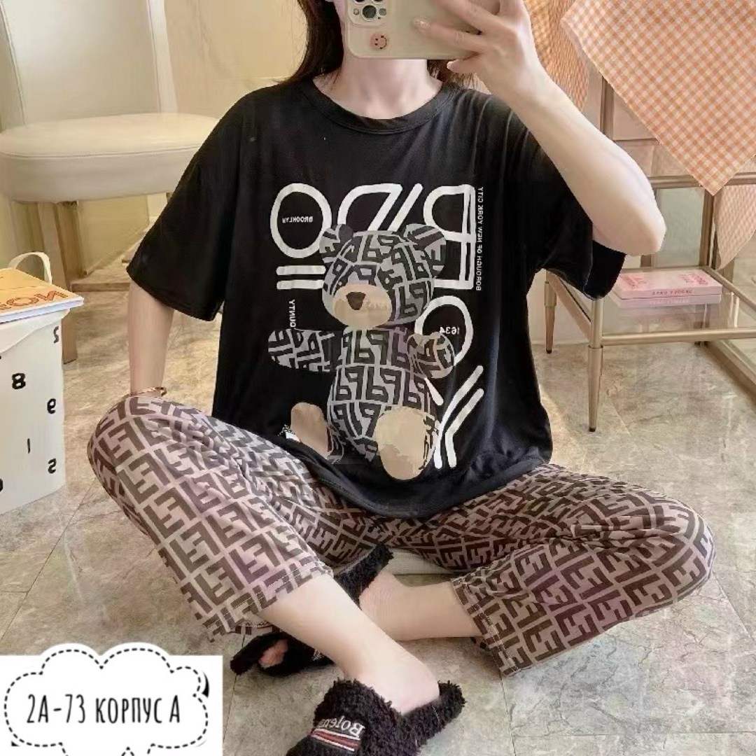 пижама женская,пижама с брюками женская,пижама с мультяшным принтом,пижама с принтом,пижама женская костюм