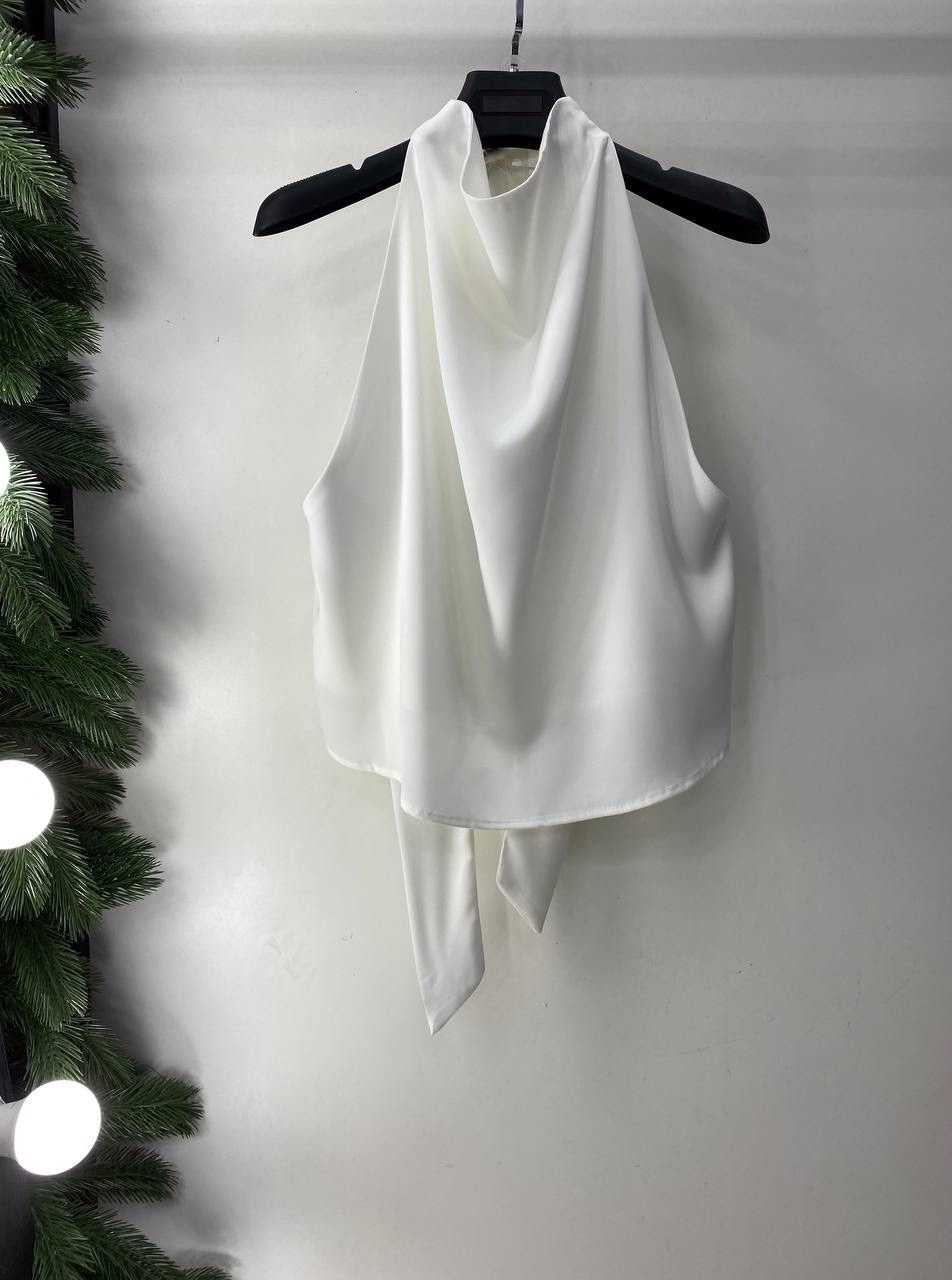 атласный топ,женский атласный топ,элегантная блуза из атласа,женская блузка,женский повседневный атласный топ с лямкой на шее