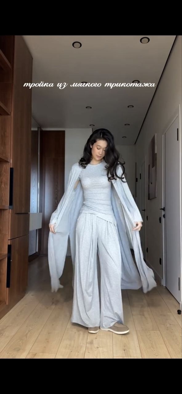 костюм тройка с длинным кардиганом,костюм с кардиганом,костюм тройка с кардиганом,трикотажный костюм,трикотажный костюм тройка