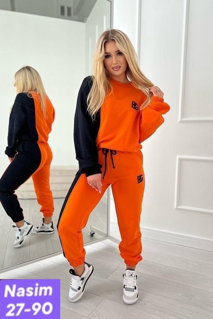 костюм на флисе оранжевый,,женские спортивные костюмы,спортивные костюмы,оранжевый костюм женский