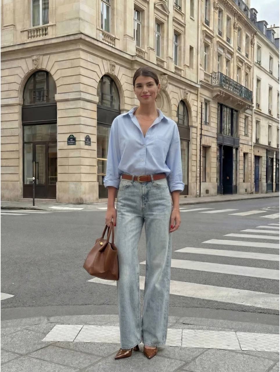 модные образы,образ с джинсами,образ с голубой рубашкой,стильные образы,джинсы модные
