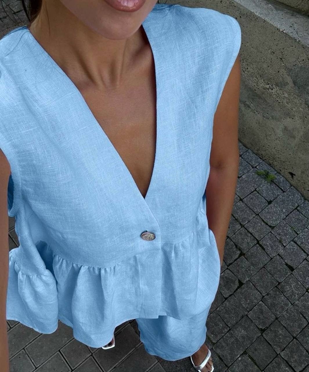 костюм льняной летний,костюм женский с жилеткой,стильные костюмы,костюм женский летний,летние костюмы