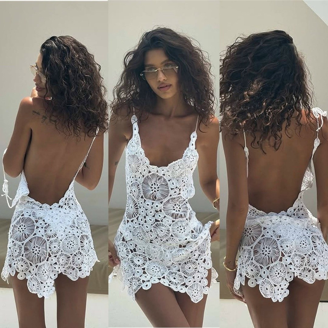 вязаное пляжное платье,ажурное платье,пляжное платье крючком,пляжное платье,кружевное мини платье