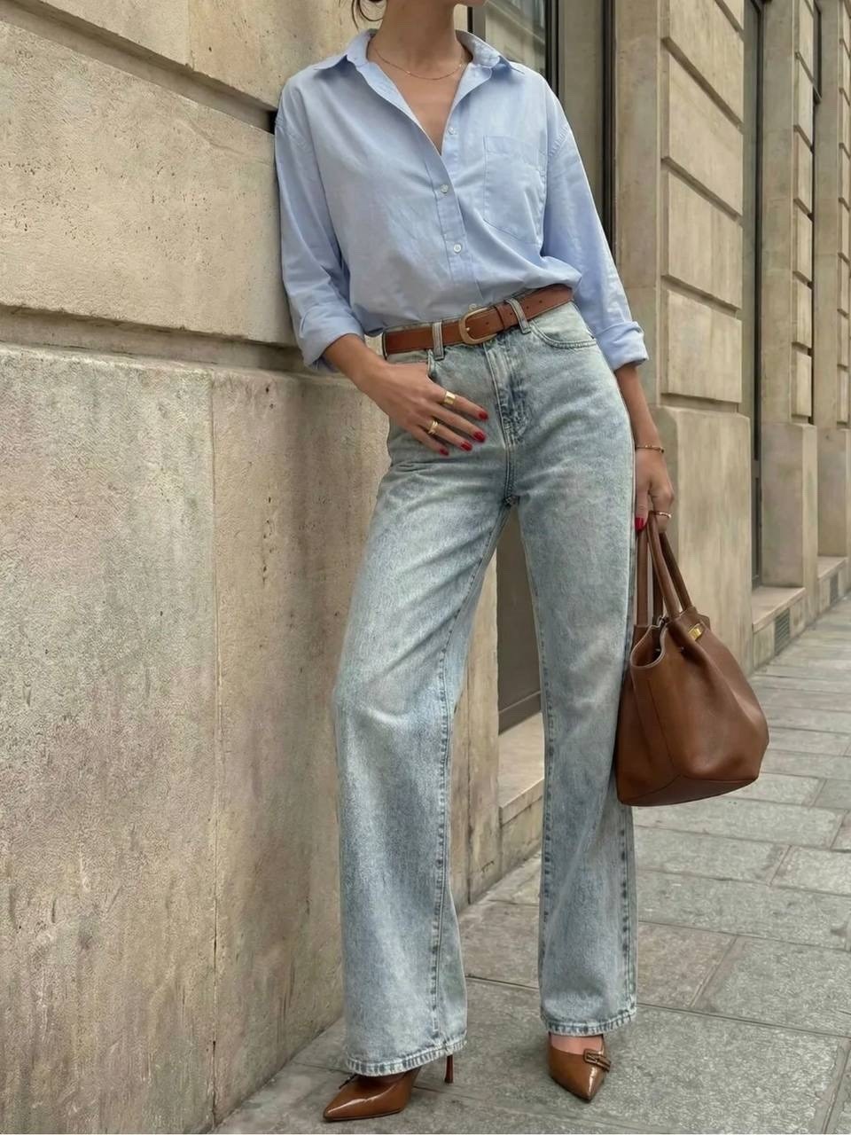 модные образы,образ с джинсами,образ с голубой рубашкой,стильные образы,джинсы модные