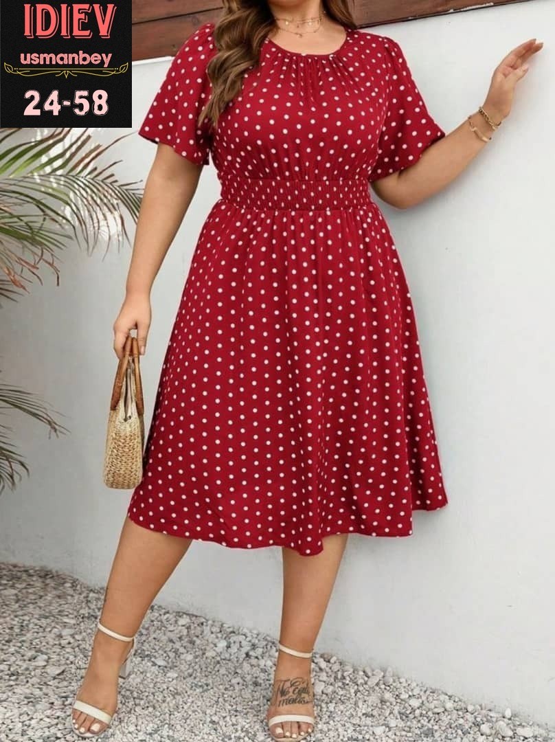 женское платье в горошек,платья женские летние больших размеров в горошек,женские платья больших размеров,платье больших размеров в горошек,платье на полных женщин