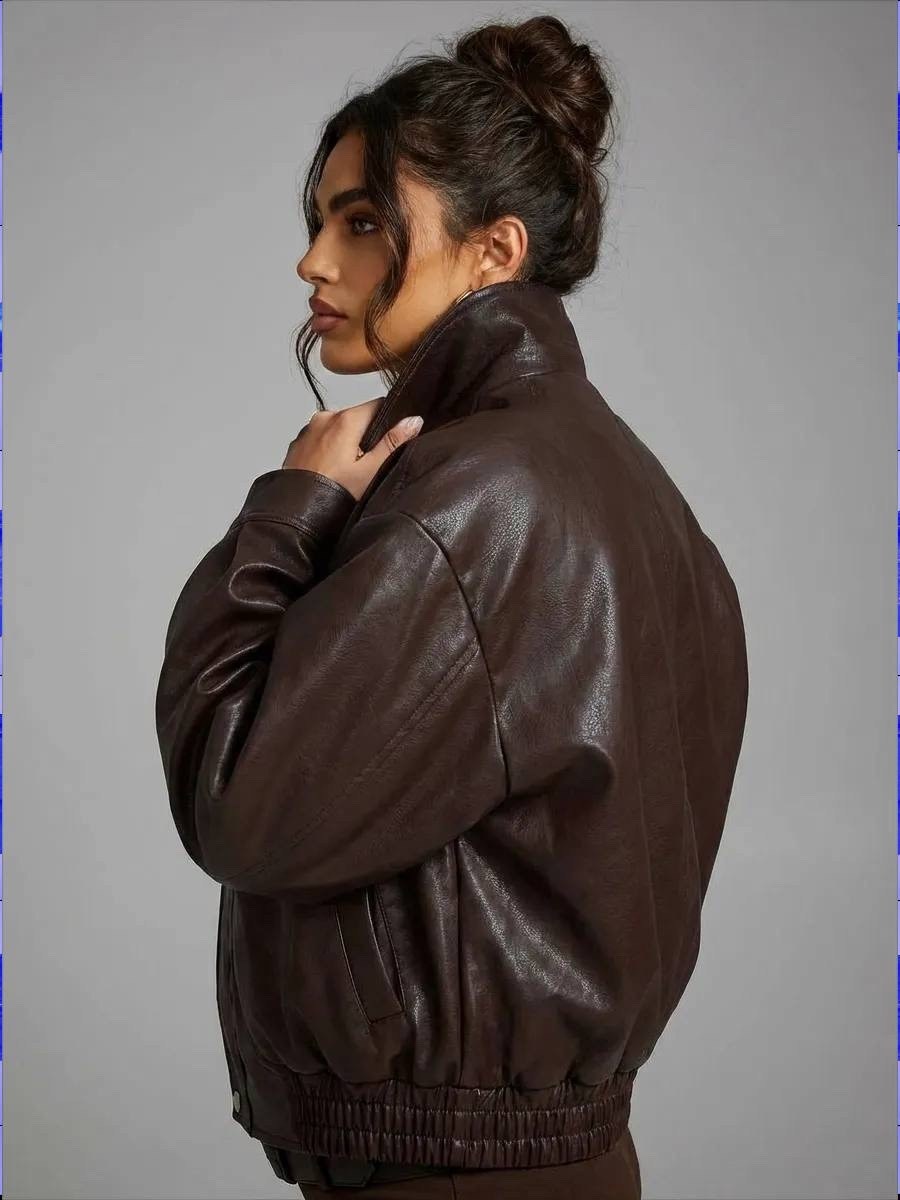 женская куртка из искусственной кожи,женская кожаная куртка,куртка бомбер,кожаная куртка,модная куртка