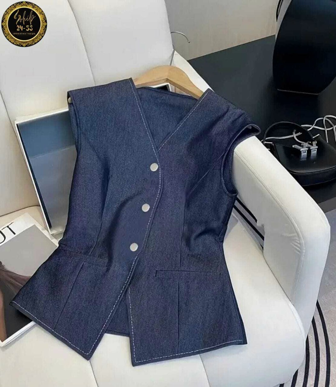 джинсовый костюм брючный палаццо с жилетом vera nova,джинсовый костюм,джинсовые костюмы женские,жилет и брюки,костюм с жилетом