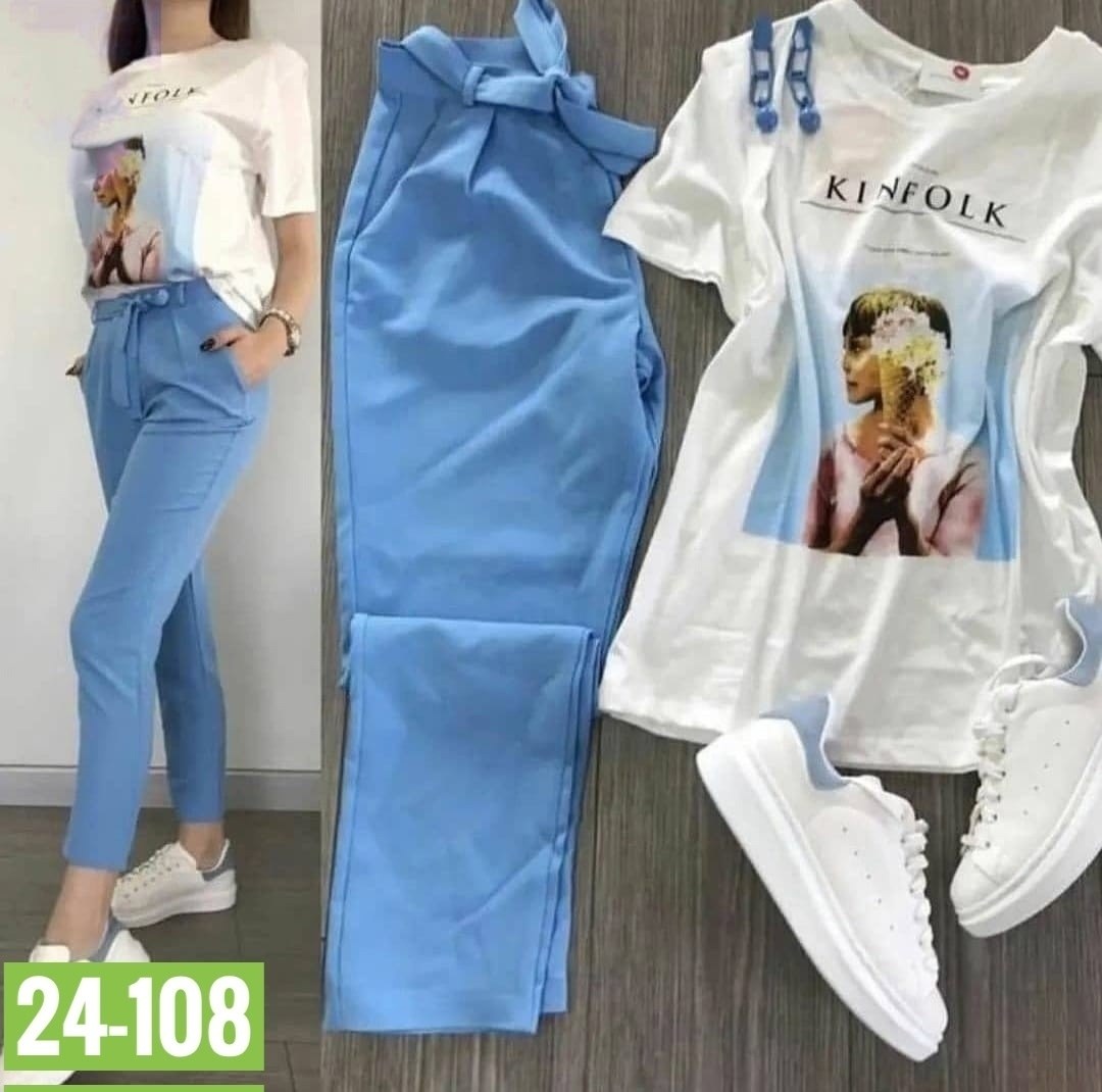 костюм двойка женская,женский костюм двойка футболка/штаны nobilitas голубой (l размер),костюм летний женский,костюм двойка,спортивные костюмы женские