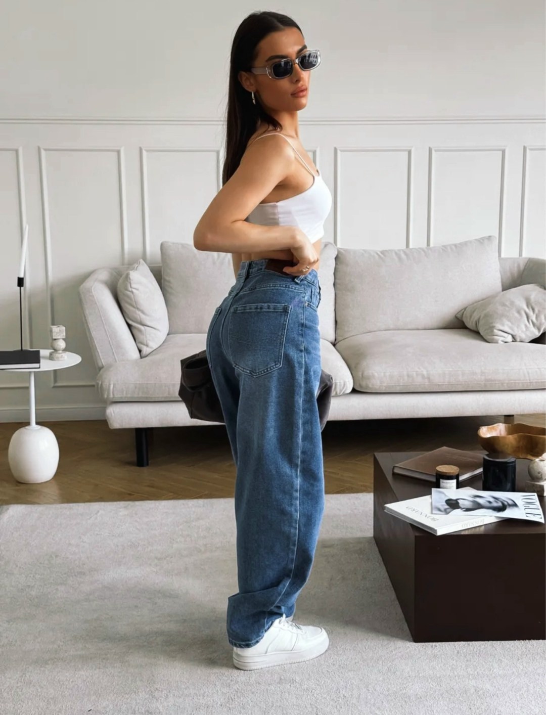 джинсы женские широкие,широкие джинсы,джинсы широкие с высокой посадкой dh fashion,джинсы широкие с высокой посадкой dh fashion цвет синий,штаны джинсы