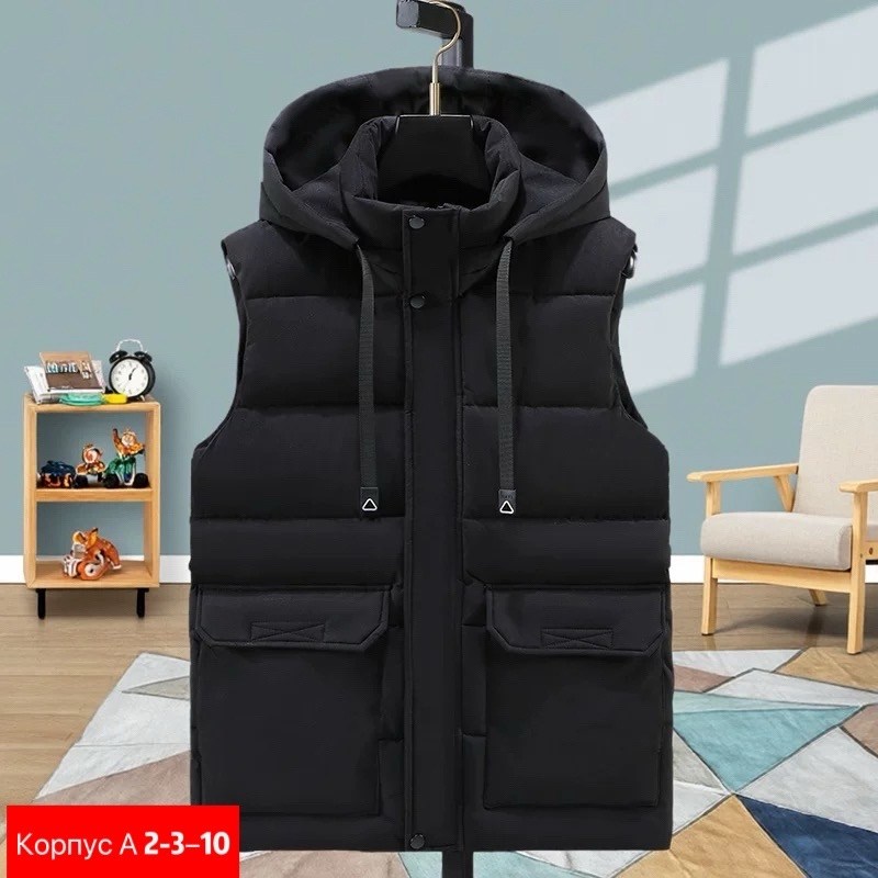 мужской жилет с капюшоном,мужской утепленный жилет,жилет с капюшоном,теплый жилет,жилетка теплая