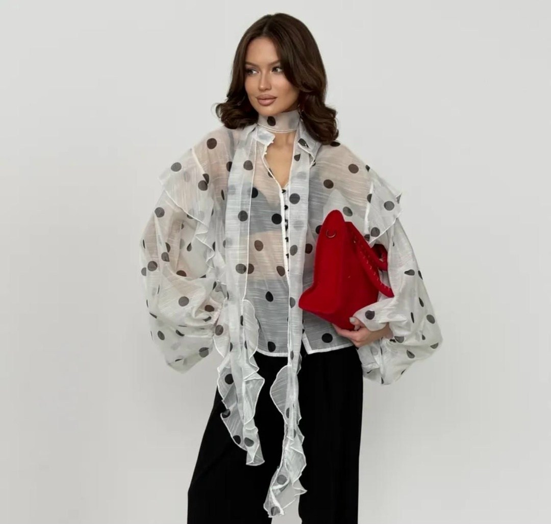 блузка нарядная офисная в горох yan&david,блузка нарядная офисная вечерняя в горох шифоновая с бантом yan&david,блузка в горох,блуза женская kots premium гороховый стиль черная 44 ru,женская блуза