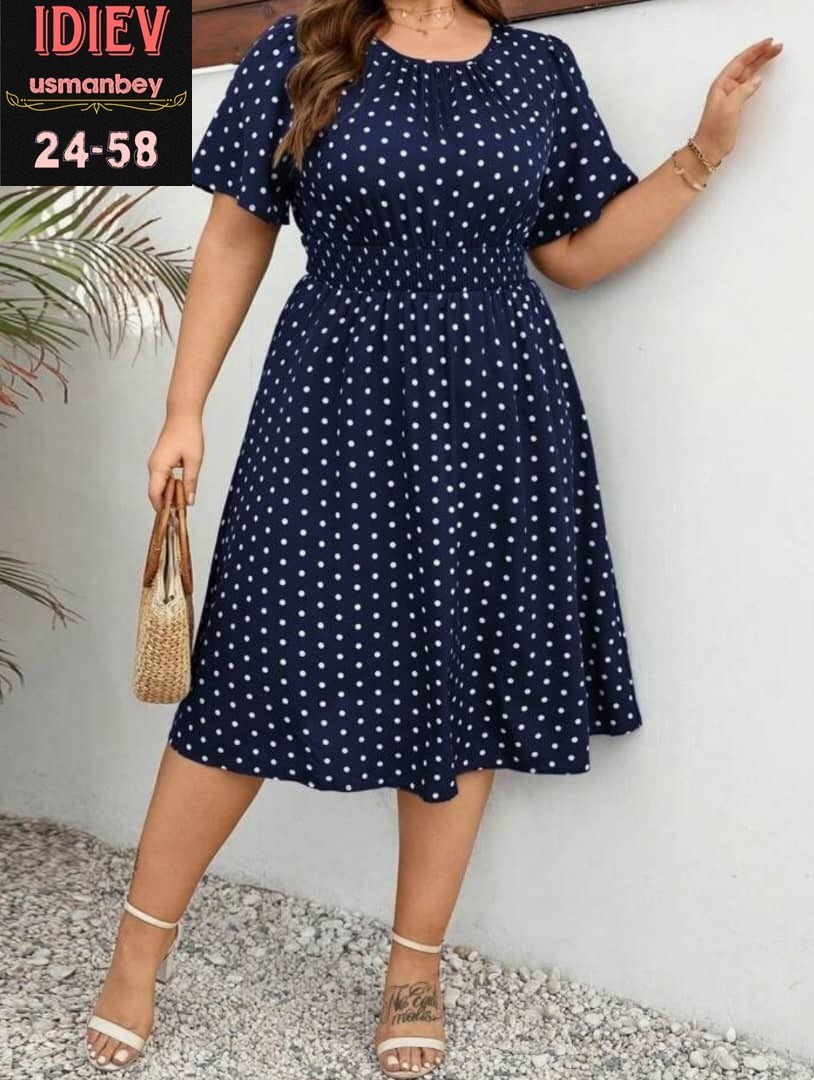 женское платье в горошек,платья женские летние больших размеров в горошек,женские платья больших размеров,платье больших размеров в горошек,платье на полных женщин