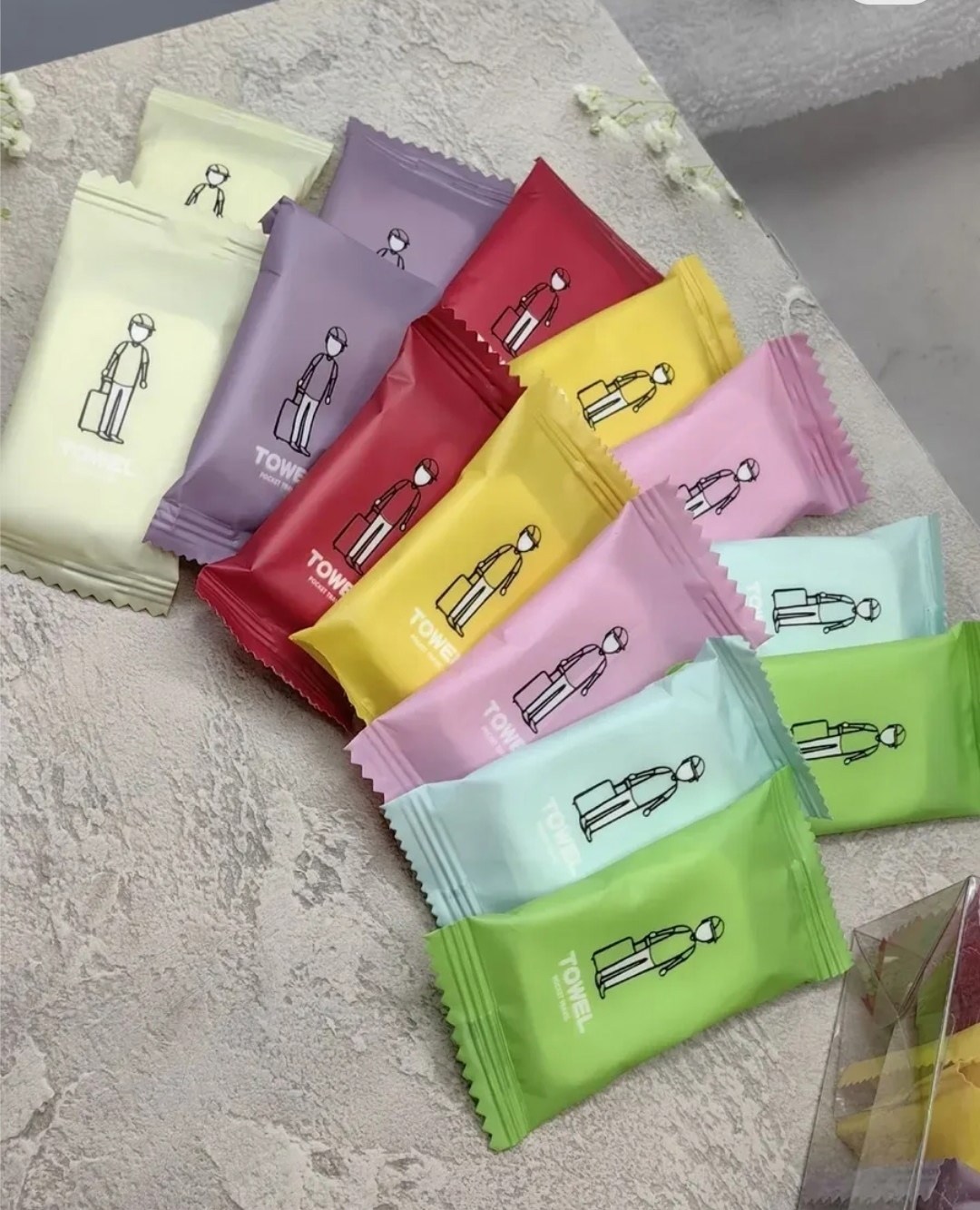 одноразовая мочалка,индивидуальная упаковка,одноразовое полотенце,одноразовая салфетка,упаковка цветных