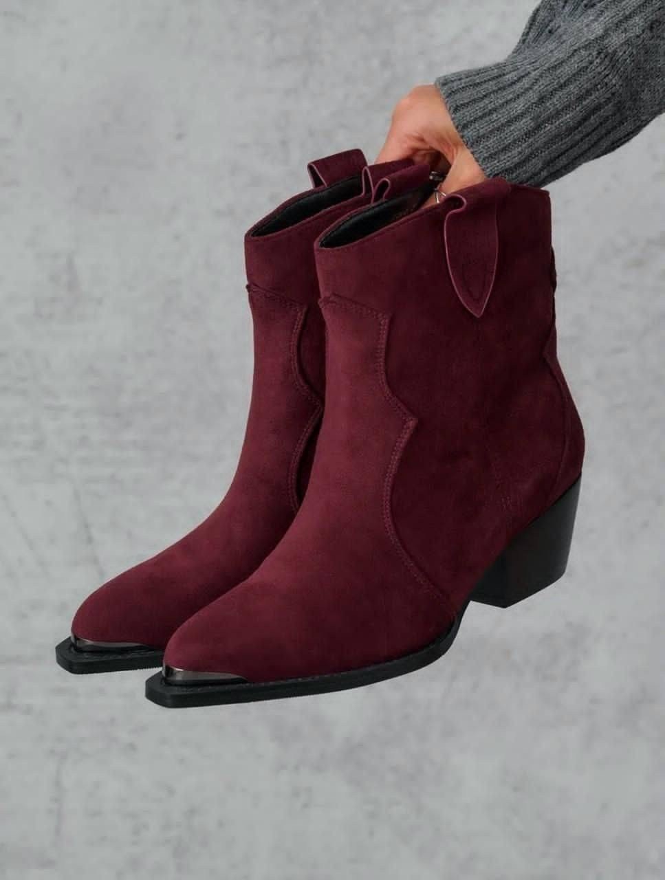 ботинки казаки замшевые демисезонные на каблуке бордовые,ботильоны казаки,ботинки зара казаки бордовые женские,ботильоны,казаки женские