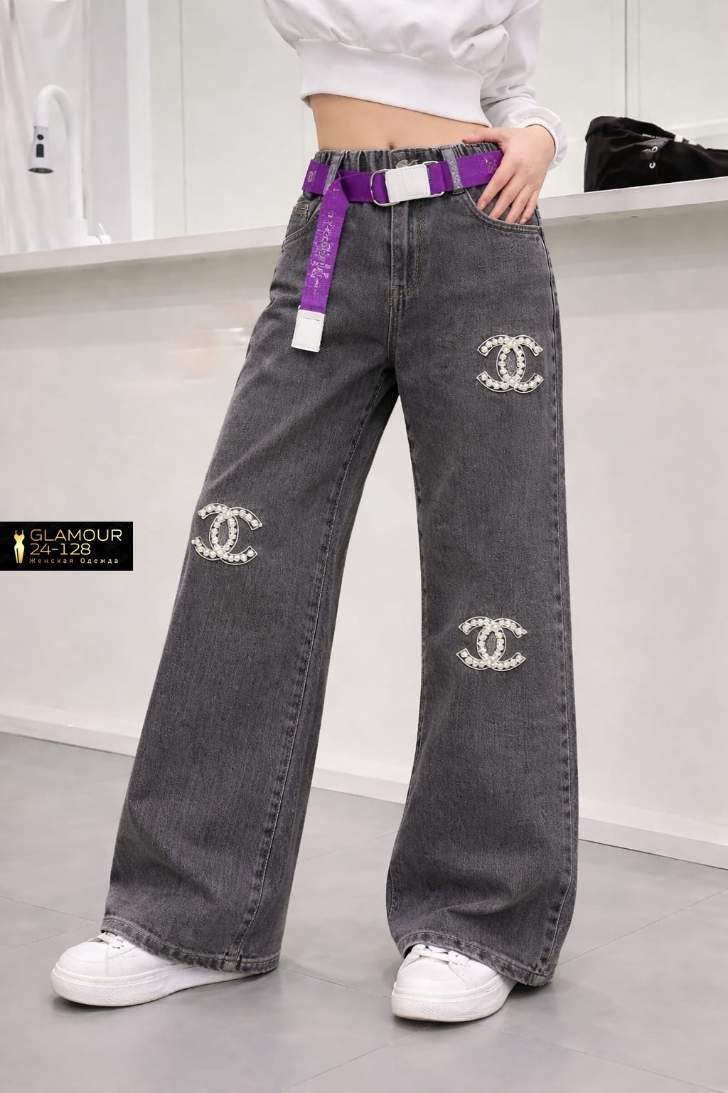 джинсы chanel,джинсы шанель,джинсы женский chanel бело-синий,джинсы женские chanel,джинсы шанель с лого