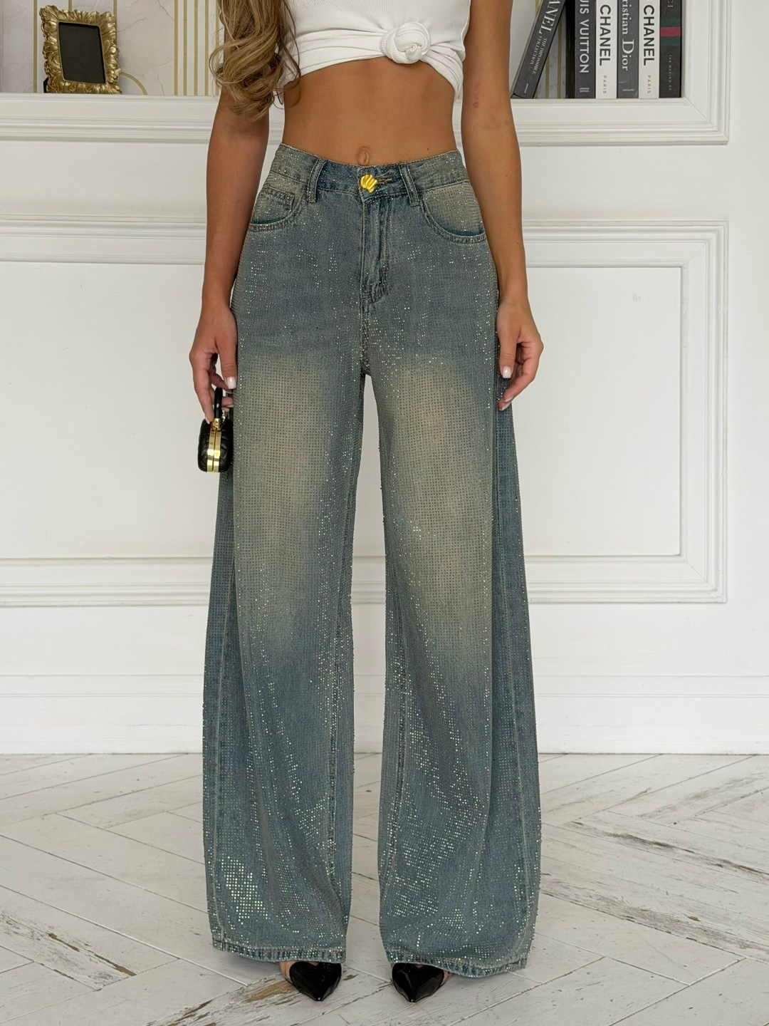 джинсы женские,джинсы со стразами широкие палаццо mood ak,модные джинсы,джинсы брюки,широкие джинсы со стразами
