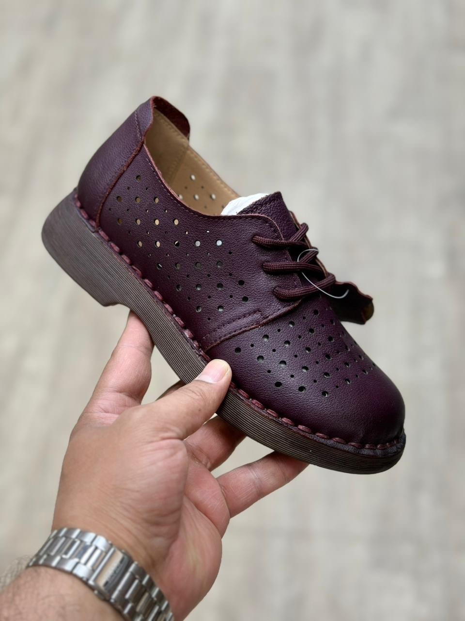 ,туфли женские, женская,мокасины с перфорацией, повседневные