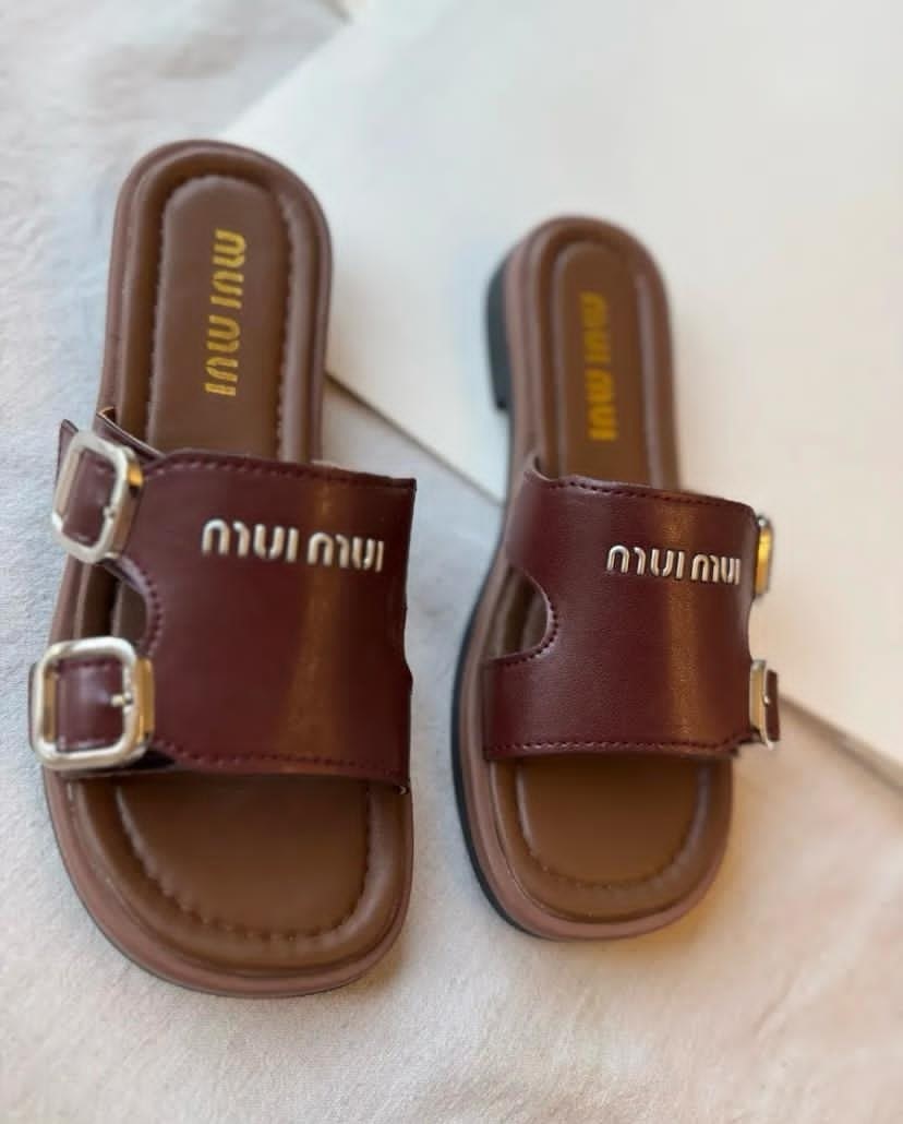 шлепанцы женские,шлепанцы коричневые miu miu,брендовые шлепанцы,,шлепки miu miu