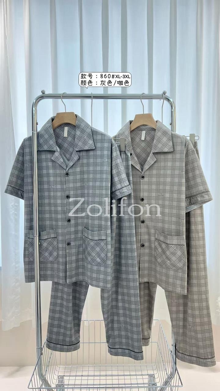 мужская пижама,пижама мужская хлопковая двухслойная в японском стиле,мужской пижамный комплект,пижама мужская в клетку,пижама в клетку