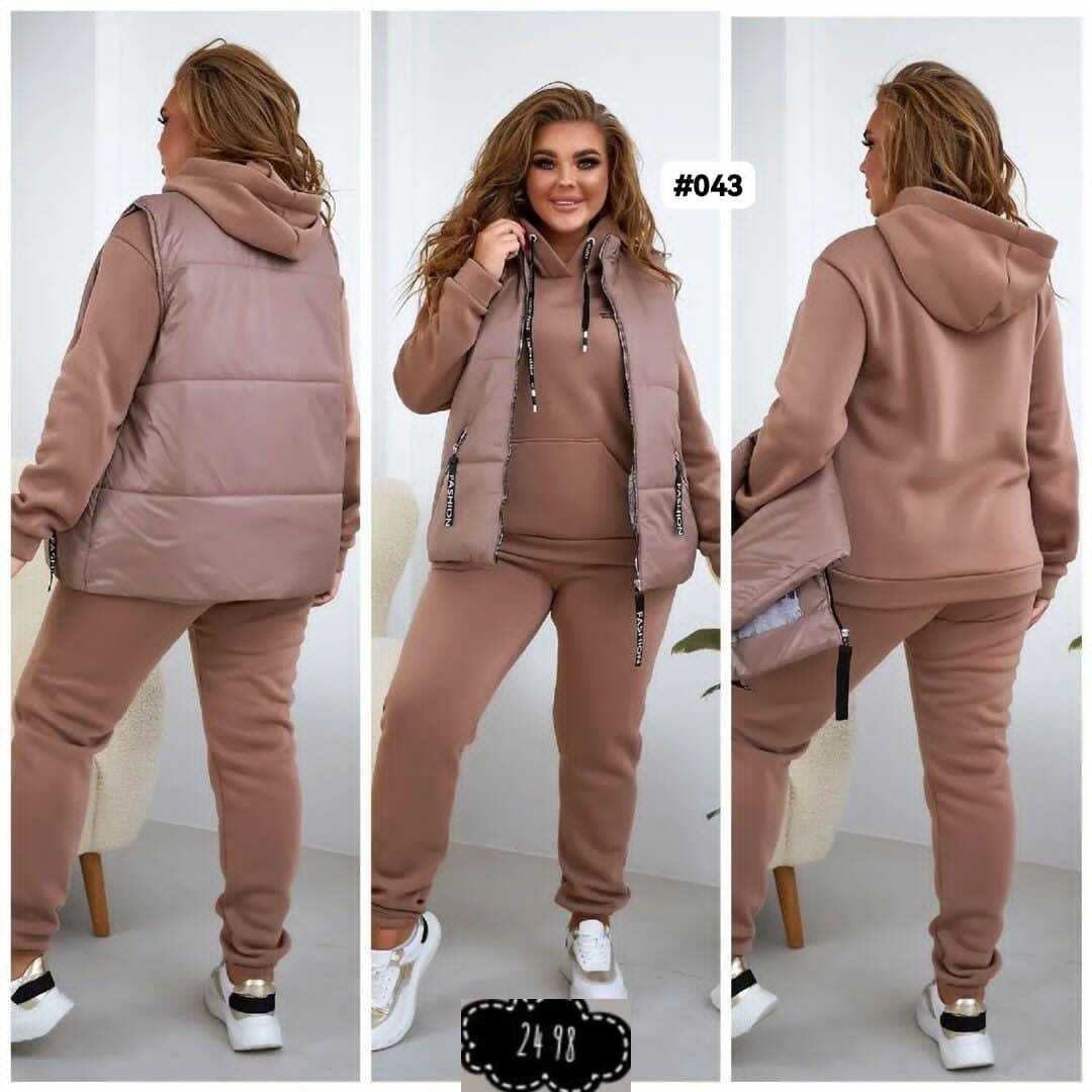 женский теплый спортивный костюм с жилеткой,костюм женский тройка,спортивный женский костюм тройка,костюм женский на флисе,костюм женский спортивный тройка с жилетом утепленный