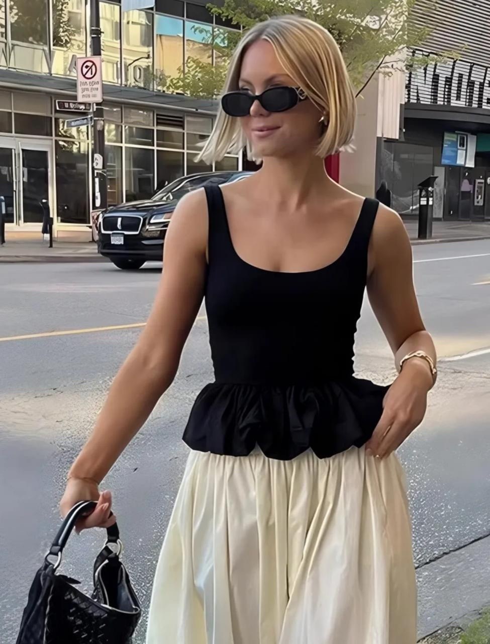 укороченные топы,топ с баской,юбка на лето,мода и стиль