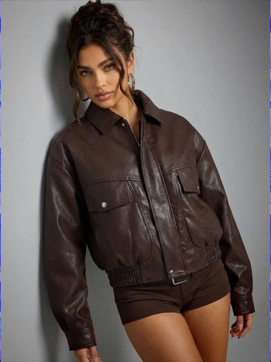 женская куртка из искусственной кожи,женская кожаная куртка,куртка бомбер,кожаная куртка,модная куртка