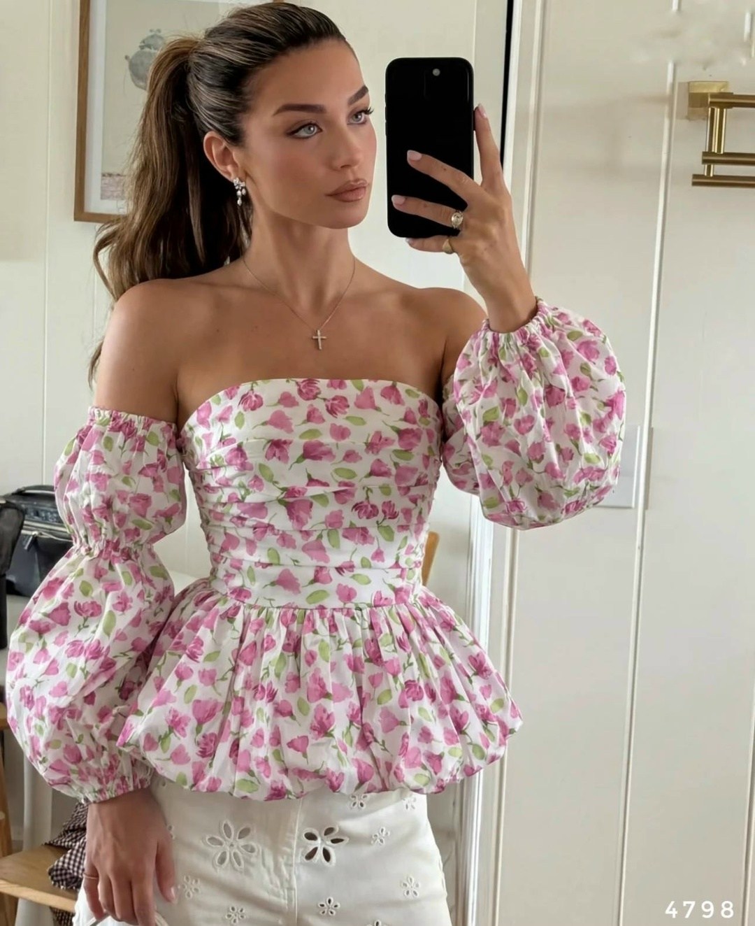 модная блузка,блузка голубая,блузка с пышными рукавами,женская блузка,костюм стиль