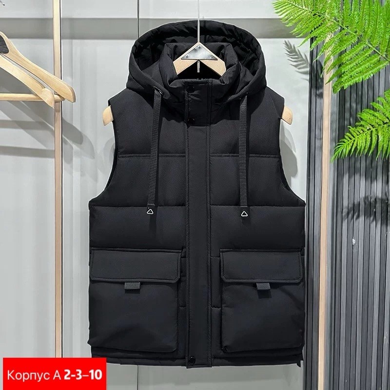 жилет мужской зеленый,жилет мужской,теплый жилет с капюшоном,теплый жилет,жилет