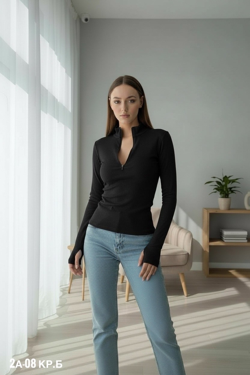 кроп топ с рукавами длинными на молнии чёрный dinius 140822674,кофта топ на молнии женская лапша лонгслив короткая,женская кофта,женское боди,укороченный лонгслив