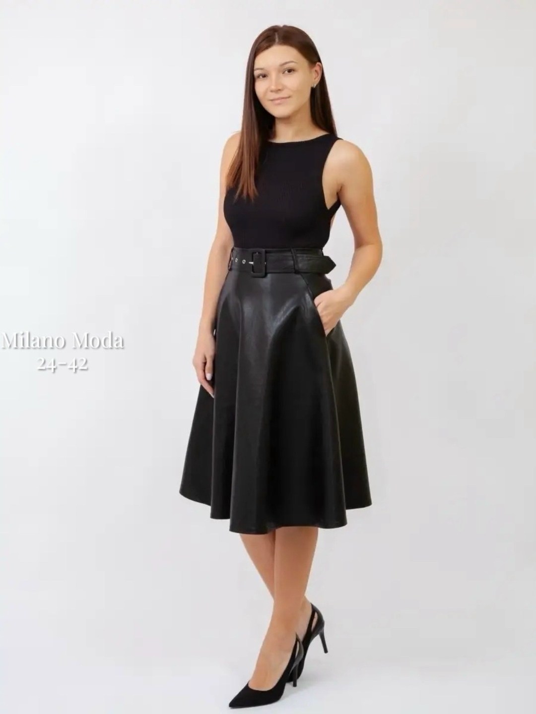 юбка chumakova 24 черный размер 42-52,юбка полусолнце из экокожи с карманами и поясом chumakova fashion,юбка chumakova 24 черный,женская юбка эко-кожа кожаная юбка клеш,юбка из эко-кожи полусолнце с к