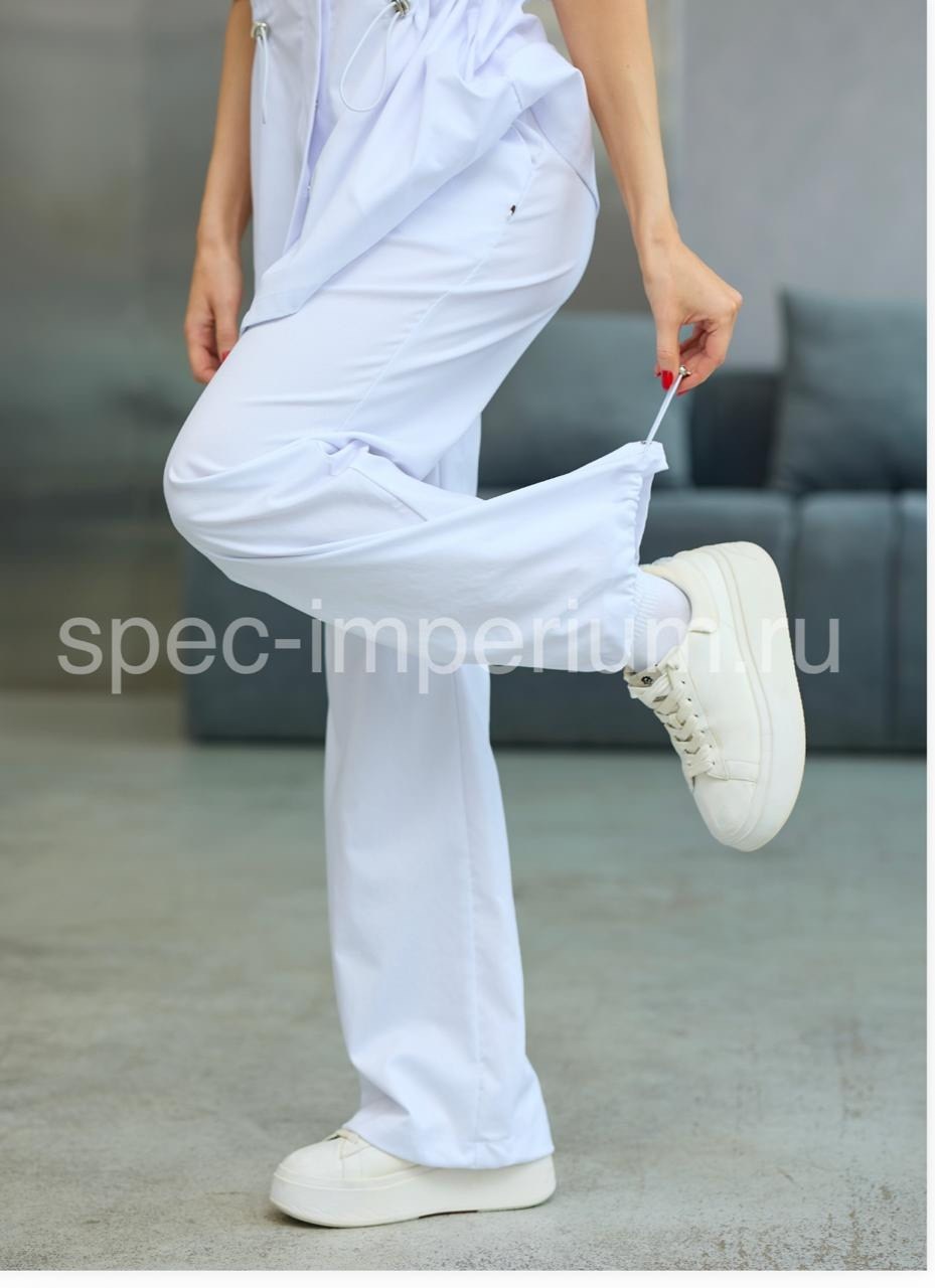 медицинский костюм с широкими брюками medclassic,медицинский костюм,медицинский костюм с широкими брюками medclassic цвет белый,медицинский женский костюм,медицинский костюм женский с брюками