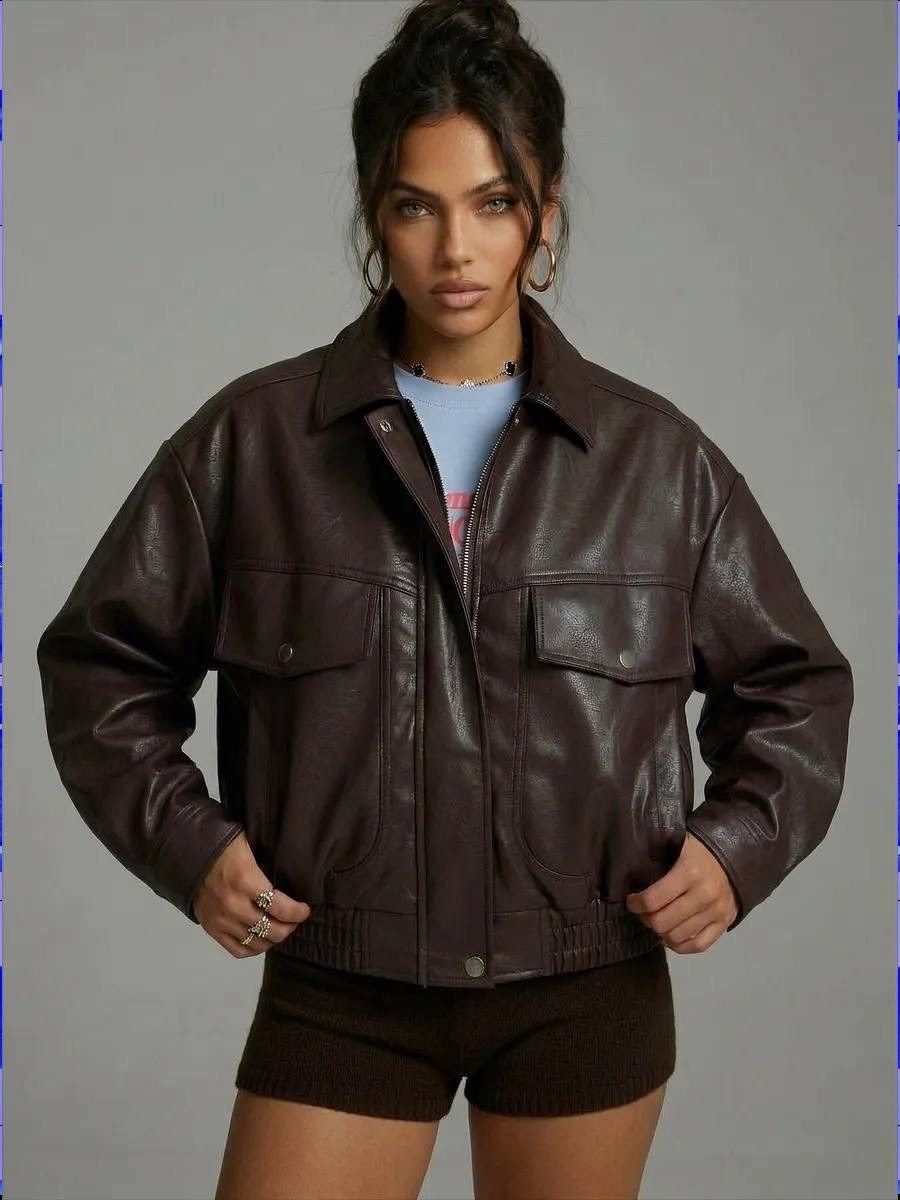 женская куртка из искусственной кожи,женская кожаная куртка,куртка бомбер,кожаная куртка,модная куртка