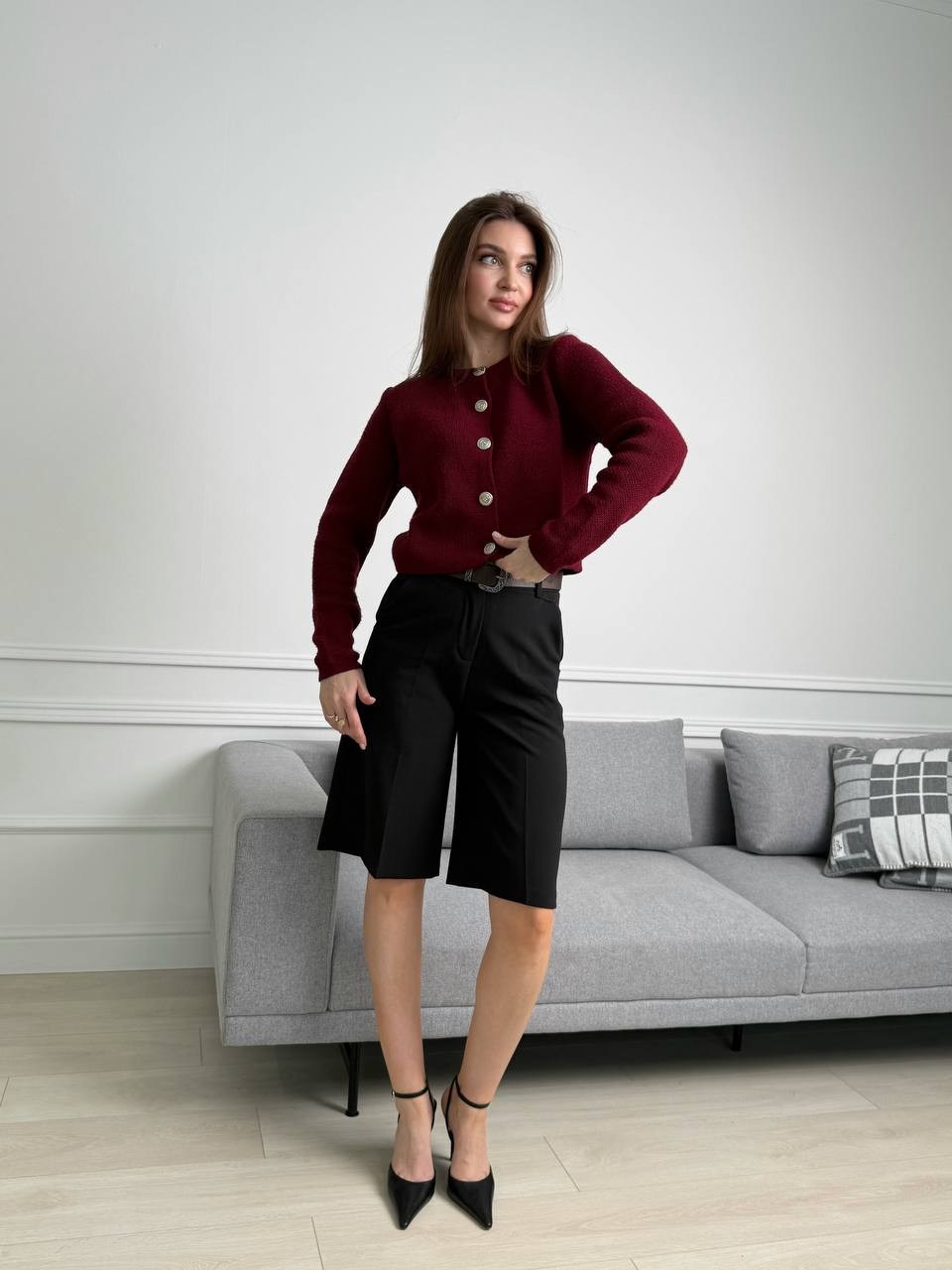 шорты классические длинные бермуды,женские шорты,шорты бермуды,шорты гранатовый vilatte 021555086,длинные шорты