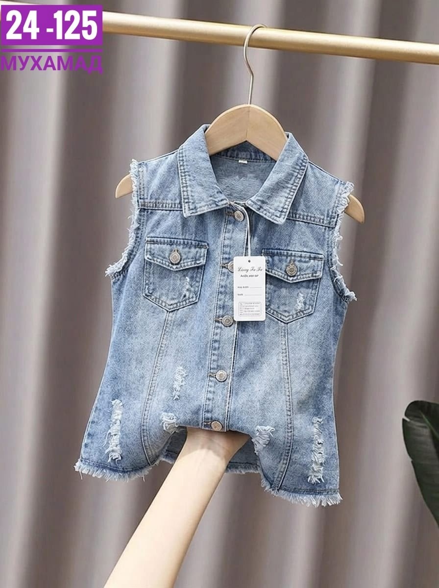 жилет джинсовый,жилет для девочки джинсовый,джинсовая жилетка,джинсовый жилет для девочки глория джинс,джинсовая безрукавка