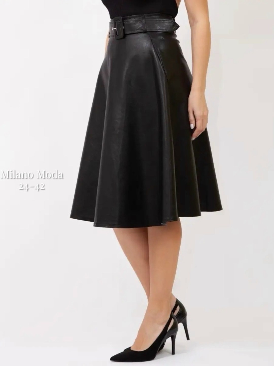 юбка chumakova 24 черный размер 42-52,юбка полусолнце из экокожи с карманами и поясом chumakova fashion,юбка chumakova 24 черный,женская юбка эко-кожа кожаная юбка клеш,юбка из эко-кожи полусолнце с к