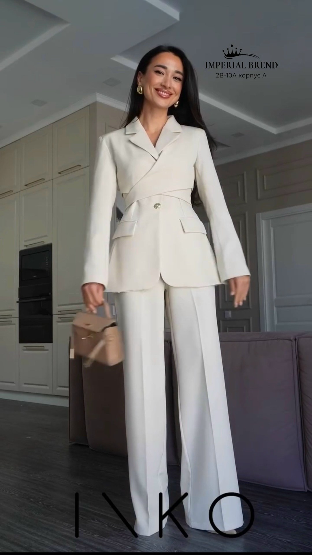 деловой костюм женский брючный mizomela,брючный женский костюм,костюм женский urs 25-567-1 белый брючный,брючный костюм,элегантный женский костюм-тройка в белом цвете