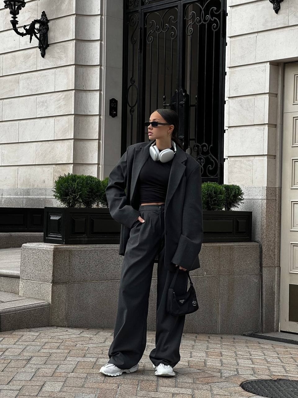 модные образы,брючный костюм,оверсайз костюм,уличный стиль