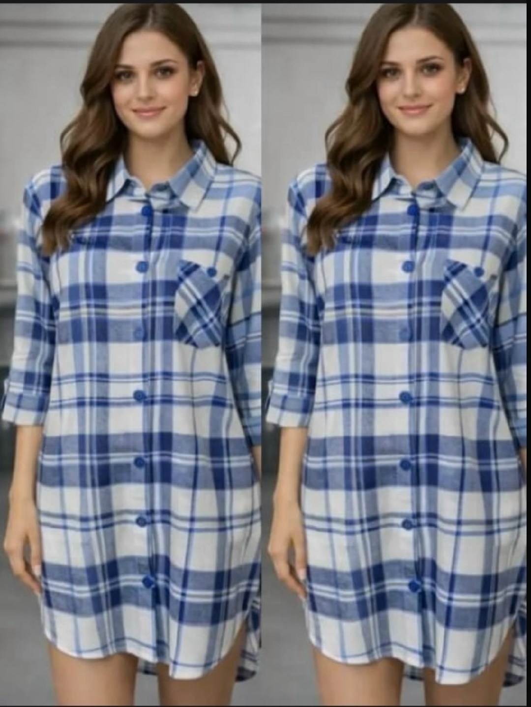 женский халат-халат 21532 - синяя клетка (нл) от компании авиктори,халат 21532 (синяя клетка),халат рубашка,халат женский,халат 21532 натали синяя клетка