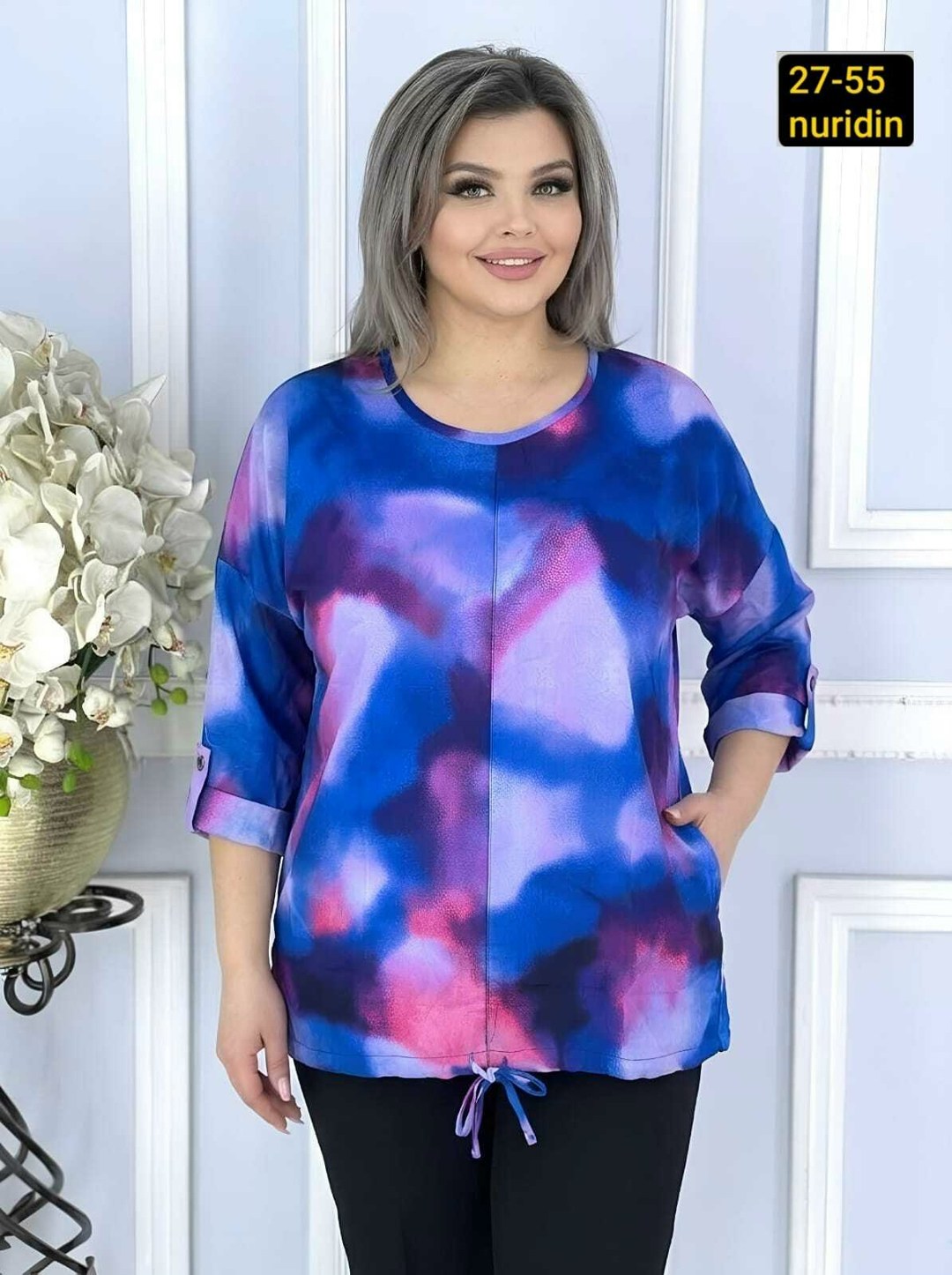 туника с длинным рукавом больших размеров aligu 275017169,женская кофта,женская блузка,блузка больших размеров,блузка праздничная
