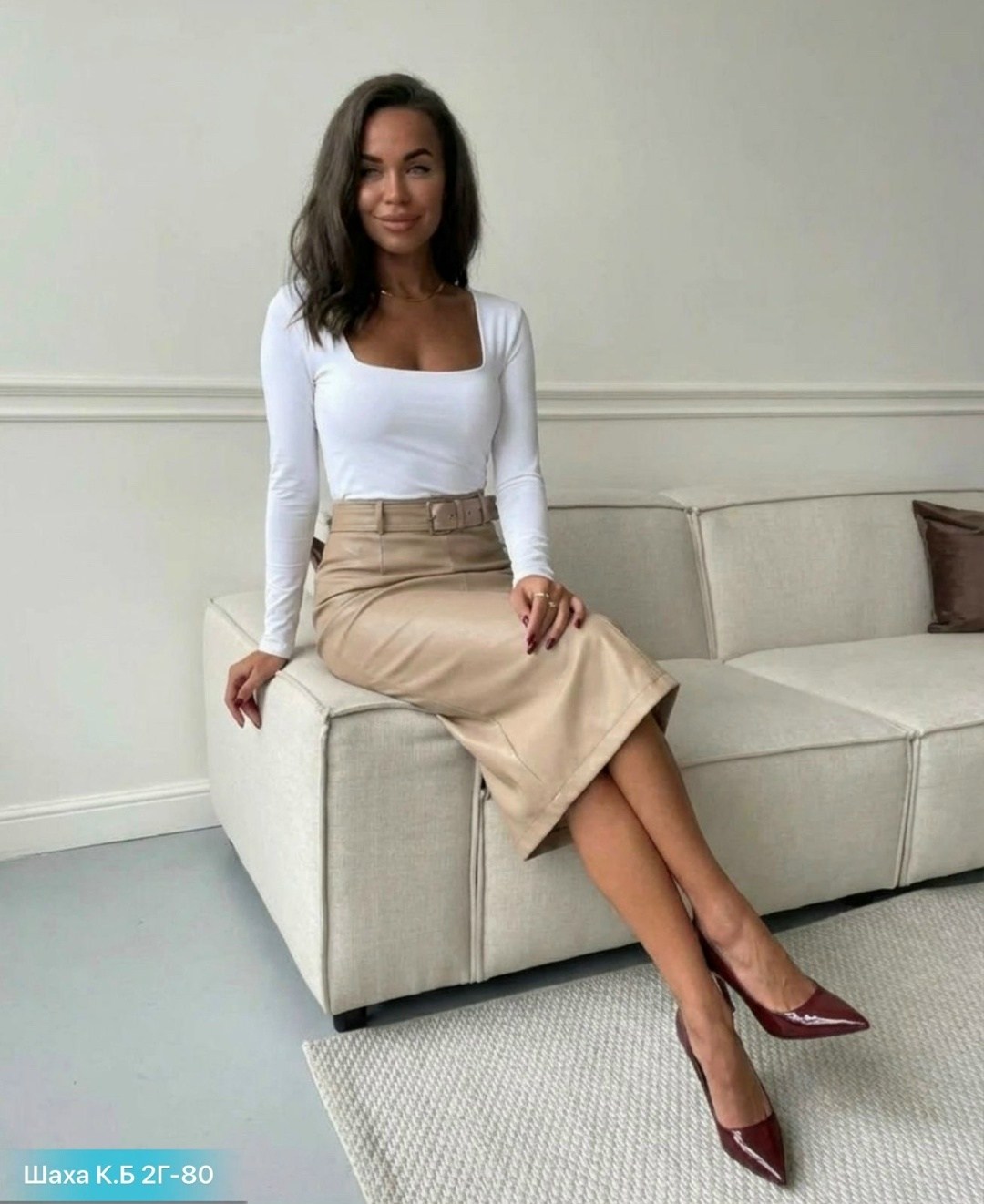 юбка бежевая,кожаная юбка,юбка кожаная миди на запах sarafan collection,юбка женская,юбка из экокожи